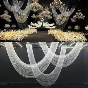 Toile de fond de scène de luxe <span class=keywords><strong>mariage</strong></span> Banquet Hall <span class=keywords><strong>plafond</strong></span> perles suspendues rideau drapé vague ronde arc forme décoration de <span class=keywords><strong>plafond</strong></span> - Product Image 2