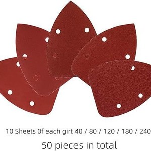 Red Triangular <b>Sanding</b> <b>Discs</b> 98x140mm Flocked Backing Adhesive 5-Hole For Polishing And <b>Sanding</b> - Product Image 2