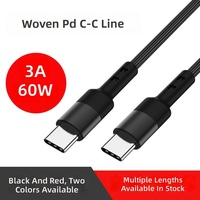 Câble de charge rapide USB-C vers Type-C PD 60W en nylon tressé de 1 m, 1,5 m, 2 m pour MacBook, iOS et appareil photo