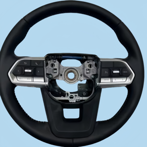 พวงมาลัยหนัง<span class=keywords><strong>สี</strong></span><span class=keywords><strong>ดำ</strong></span>สไตล์ GR แบบกำหนดเองสำหรับ Toyota Corolla 4Runner Crown RAV4 Fortuner <span class=keywords><strong>Yaris</strong></span> Prius Lexus Lx570 GX470 - Product Image 1