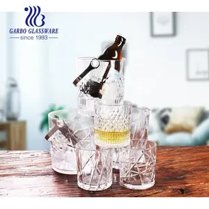 Wiski bir sampanye kaca es ember pendingin anggur dengan pegangan baja nirkarat klasik terukir desain berlian untuk pesta Bar