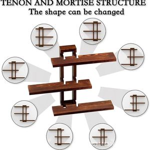 Modern Minimalist Wooden Wall <b>Shelves</b> 3 Tier Solid Wood Storage <b>Rack</b> For Living Room - Product Image 4