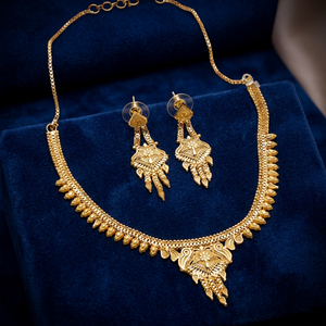สร้อยคอทองเหลืองชุบทอง 14K18K24K แบบสั้น ดีไซน์ลายดอกไม้ ชุดเครื่องประดับแบบดั้งเดิม เครื่องประดับแฟชั่น โอโร จอยเอเรีย - Product Image 1