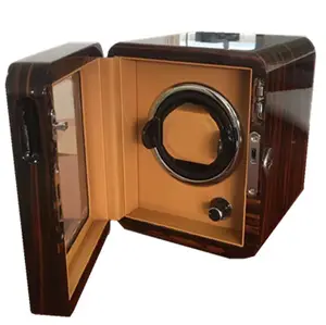 Luxe Hoge Kwaliteit Molle Automatische Horloge Winder Veilig Mechanisme Hout Lederen Rotaties Horloge Winder Box 4 Sleuven Met Open-Stop