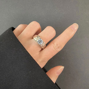 新款男士可调节锆石戒指 18K 白金镀金冰晶嘻哈结婚戒指 男士奢华个性首饰 - Product Image 2