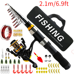 Caña de Pescar Telescópica de 2.1m/2.3m y Carrete de Spinning, Combo Portátil de Viaje, Kit Completo de Pesca con Señuelos - Product Image 5