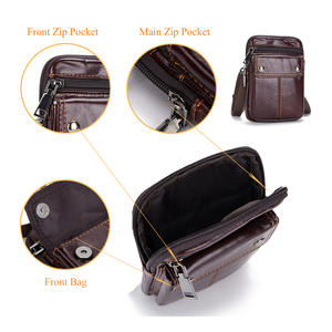 Conception personnalisée LOGO sac à bandoulière de voyage pour hommes sac à bandoulière en cuir véritable multifonction sac de taille sac à bandoulière en cuir véritable - Product Image 3