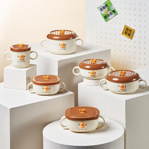 Enfants mignon 316 acier inoxydable bol <span class=keywords><strong>de</strong></span> nouilles instantanées couvercle poignée grande capacité maison dortoir étudiants Internet boîte à lunch - Product Image 1