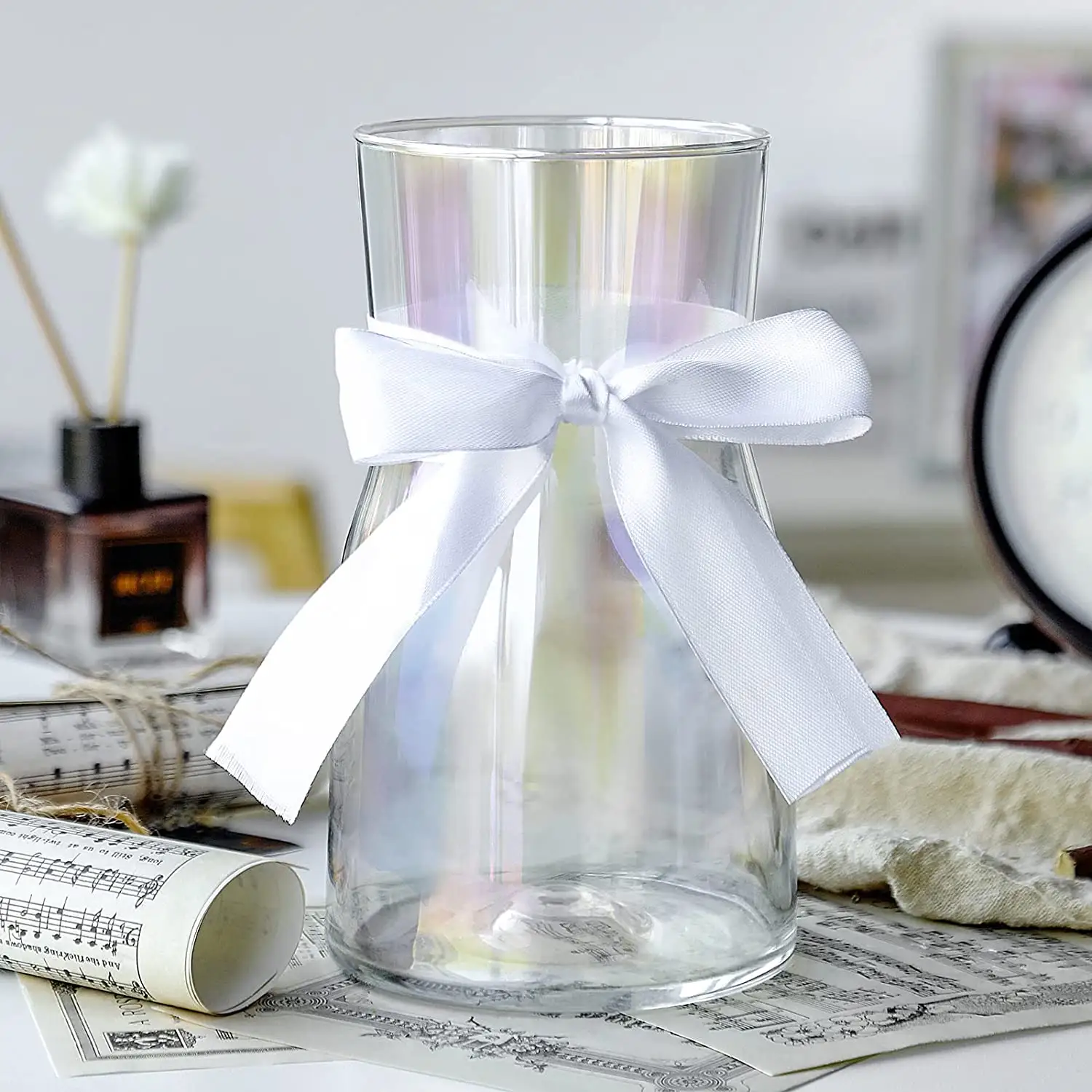 Vaso de vidro e cristal para decoração, vaso decorativo de vidro e cristal para mesas de casamentos
