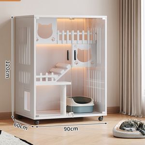 Toptan üretici popüler LED kapalı Modern ahşap kapalı lüks <span class=keywords><strong>Pet</strong></span> mobilya kedi evi kediler Villa - Product Image 4