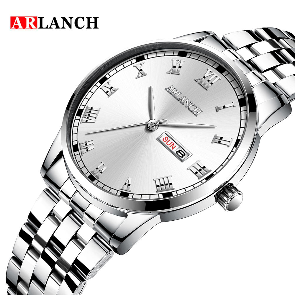 ARLANCH Top Brand Luxus Herren uhren Leuchtende wasserdichte Edelstahl uhr  Herren Datums kalender Business Quarz Armbanduhr
