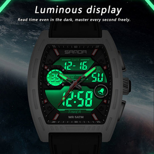 Reloj Sanda 6321 Minimalista con Forma de Barril para Adolescentes y Estudiantes, Reloj Deportivo Multifuncional a Prueba de Agua para Exteriores con Alarma y Función de Repetición - Product Image 2