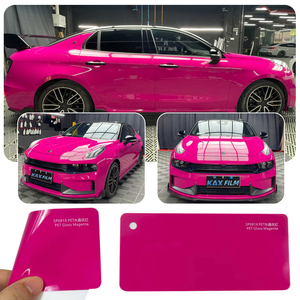 Pellicola Adesiva per <span class=keywords><strong>Auto</strong></span> PET Rosso Rosa Cristallo Lucido, Rivestimento Autoadesivo Colorato Senza Bolle d'Aria 1,52*17M, Vinile Satinato per Car Wrapping con Scheda Colori - Product Image 2