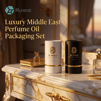 Ensemble d'emballage de luxe pour huile de parfum arabe, boîte d'huile Attar Oud avec flacon en verre, logo personnalisé, emballage cadeau de style Moyen-Orient