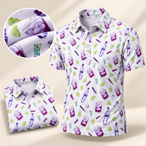 Polo de golf fabriqué en Chine, imprimé cocktail sur toute la surface, haut décontracté pour soirée, logo personnalisé, vêtements par sublimation, fournisseur OEM d'usine - Product Image 2
