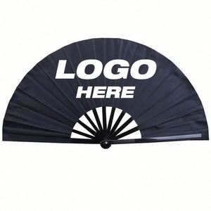 Abanico de Mano Plegable de Bambú Pintado a Mano, Personalizado y Tradicional, Color Negro, Venta al Por Mayor - Product Image 5