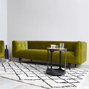 Sofá de tela de terciopelo tapizado para sala de estar, sillón de tres plazas con respaldo bajo de lujo, estilo nórdico Simple, reunión privada, alta calidad