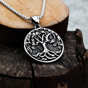 Collier Viking Arbre de Vie pour Homme, Yggdrasil en Acier Inoxydable Plaqué Or, Pendentif Cercle Géométrique, Amulette Nordique Celtique, Accessoires en Tissu - Product Image 5