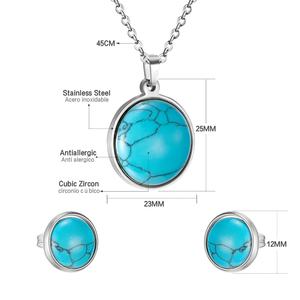 Joyería de Acero Inoxidable a Precios Económicos, Aretes Vintage con Turquesa para Mujer, Joyería de Moda, Conjunto de Joyería para Boda Nigeriana - Product Image 5