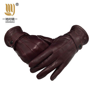 Gants d'hiver <span class=keywords><strong>en</strong></span> <span class=keywords><strong>cuir</strong></span> tactiles respirants <span class=keywords><strong>pour</strong></span> la conduite, <span class=keywords><strong>pour</strong></span> hommes et femmes, noir et bordeaux, faible MOQ, expédition rapide, haute qualité, durables - Product Image 2