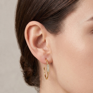 Pendientes de Moda con Incrustaciones Geométricas Doradas Micro Insert EDB 091 - Product Image 1