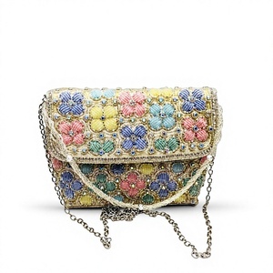 Beaded Floral <b>Evening</b> Clutch With Chain Strap Handmade Elegant Party <b>Bag</b> handmade beaded <b>evening</b> clutch handcrafted clutch - Product Image 1