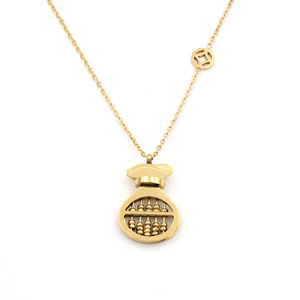 Korean Style Abacus Money Bag Necklace 18k Gold Plated Zinc Alloy Chain For Women Gift Jewelry - Product Image 5