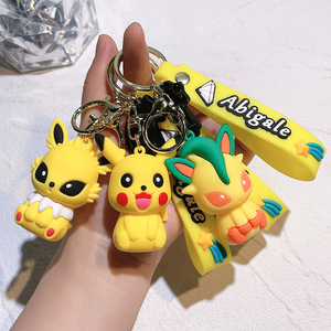 Cute Anime Silicone Light Keychain Cartoon School Bag Pendant Accessory Wholesale Rubber Keyring Gift