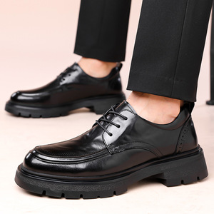 Men's Black Leather <b>Height</b> <b>Increasing</b> <b>Shoes</b> 6Cm Thick Sole Formal Business Casual Wear - Product Image 2