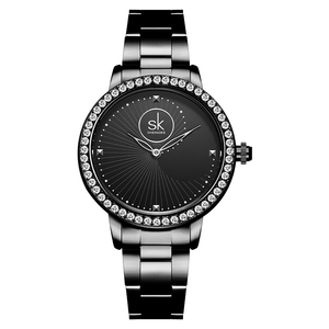 Rhinestone Inlaid Spiral Seashell Dial Steel Strap Waterproof Wristwatch Rivet Quartz <b>Watch</b> - Product Image 2