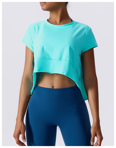 GC, camiseta de Yoga sin costuras para mujer, Top corto de Fitness para mujer, camisetas de entrenamiento de gimnasio, camisetas atléticas de manga corta para Yoga, ropa deportiva - Product Image 4