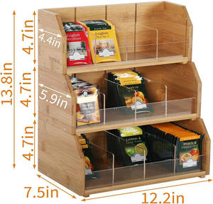 Creative 3-Layer Stackable Bamboo Tea Bag Organizer Multi-Purpose <b>Storage</b> Holder Tea Bags <b>Containers</b> Tea Rack Teabag Cabinet - Product Image 2