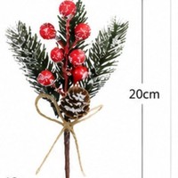 Promo! Dekorasi Ranting Natal Artifisial Cetak UV, Hiasan Kerucut Pinus, Buah Berry Merah, Aksen Kepingan Salju 25cm, Dekorasi Rumah untuk Liburan