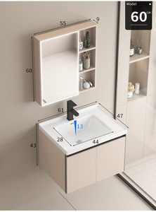 Modern Minimalist <strong>Bathroom</strong> Vanity Set Waterproof <strong>Wooden</strong> <strong>Bathroom</strong> <strong>Cabinet</strong> With Smart Sensor LED Mirror Wholesale - Product Image 4