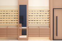 Vitrine à bijoux sur mesure Retron, style scandinave minimaliste, conception ouverte, écologique, en chêne massif, acrylique mat, LED