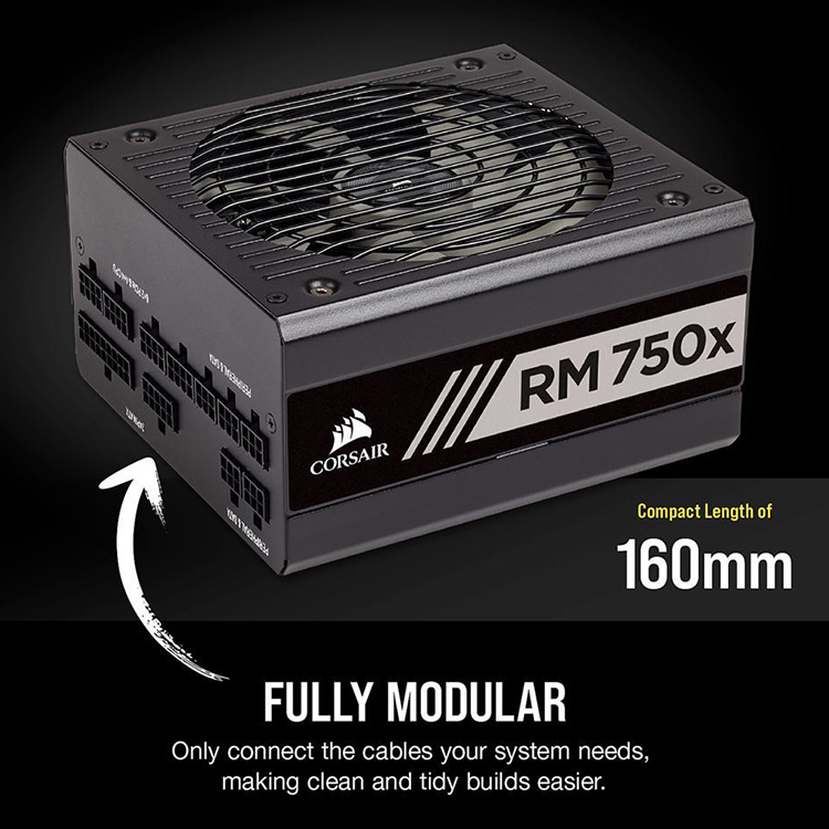 CORSAIR RM750x 750W ATX12V Gold Certified Power Supply - Fully