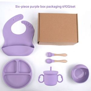 Juego de Platos, Tazones, Baberos y Cucharas de Silicona para Bebés, Antideslizantes y No Tóxicos, para Niños Pequeños - Product Image 3