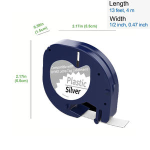 Cinta de etiquetas negra sobre plata, casete de plástico térmico adhesivo Compatible con <span class=keywords><strong>DYMO</strong></span> <span class=keywords><strong>LetraTag</strong></span> LT100H 12mm * 4m reemplazo 91331 91338 - Product Image 2