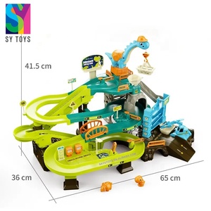 Série éducative SY : <span class=keywords><strong>Garage</strong></span> d'aventure en plastique avec station de stationnement musicale et piste de course pour dinosaures pour enfants - Product Image 5