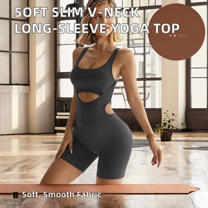 ZZ51 Haut de yoga personnalisable pour femme, col en V, anti-rides, couleur unie |   Débardeur de yoga sans couture, amincissant, ultra-doux, séchage rapide, pour le fitness - Product Image 2