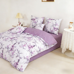 3-Piece <b>Purple</b> Floral Quilt <b>Set</b> 100% Cotton 200TC Eco-Friendly European Style Home Use <b>Bedding</b> China - Product Image 1