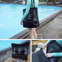 Sac de plage thermique double couche pour femmes avec fermeture éclair, sac de rangement pour l'été en plein air et en bord de mer