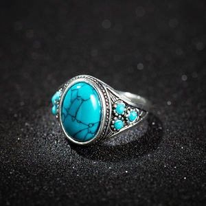Vente en gros d'argent or <span class=keywords><strong>personnalisé</strong></span> mode rétro manchette multiple <span class=keywords><strong>original</strong></span> diamant doigt protecteur bague turquoise - Product Image 5