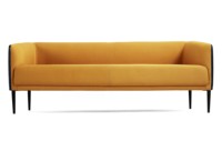 Canapé d'angle 3 places de style européen moderne en tissu jaune et cuir PU bleu, personnalisable pour bureau commercial, salon ou hôtel