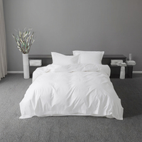 Parure de lit de luxe 100 % coton tissé satiné à rayures brodées, 300 fils, style uni, personnalisable, taille King/Queen, pour hôtels