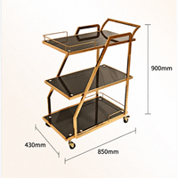 Chariot de service buffet 3 niveaux en acier inoxydable, personnalisé pour hôtels, restaurants et bars, capacité 10L, design unique