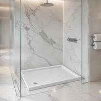 Base de douche en résine acrylique solide, imperméable, antidérapante, avec drain de sol, taille personnalisée pour salle de bain