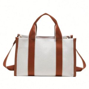 Bolso Tote Blanco Mediano para Mujer, con Inserto Tejido y Asa de Cinta Reutilizable Impermeable, Resistente y Duradero para Compras Diarias - Product Image 3