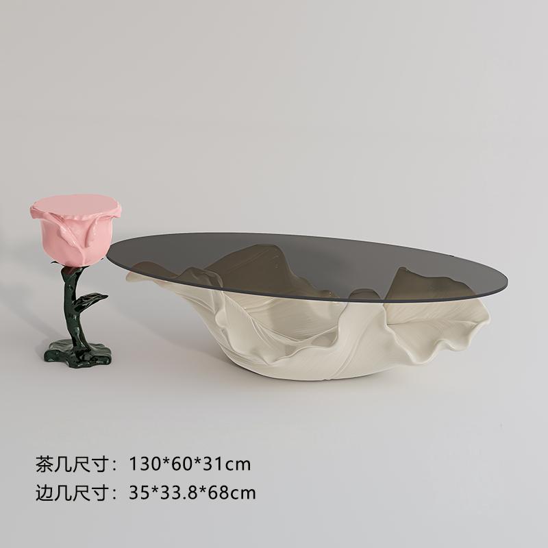 Set tavolino da caffè bianco sporco + tavolino laterale rosa cipria