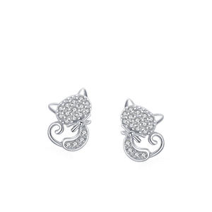 Boucles d'oreilles personnalisables en cuivre, thème animalier, en argent sterling S925, zircon rond, série animaux, cadeau de Saint-Valentin pour femme - Product Image 3
